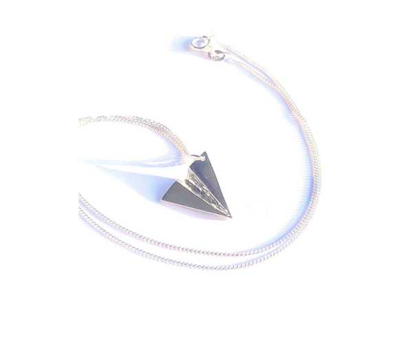 Silver Paper Plane Necklace // Collar Avión de Papel Plata